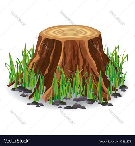 Tree Stump With Green Grass Royalty Free Vector Image