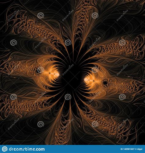 Bronze And Gold Feathers Abstract Fractal Design Stock Illustration