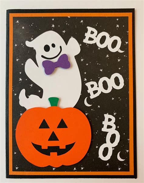 Handmade Halloween A2 Card Ghost In Pumpkin Boo Happy Etsy Cricut