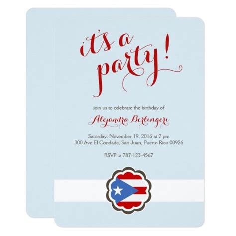 Flower Party Puerto Rican Flag Invitation In 2020