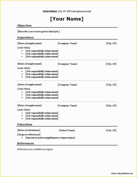 Completely Free Printable Resume Templates Fillable Fill In The Blank