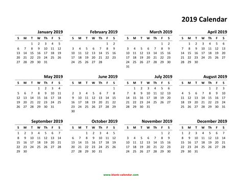 Dont panic , printable and downloadable free planning calendar template yearly we have created for you. Yearly Calendar 2019 | Free Download and Print