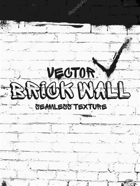 Brick Wall Seamless Vector Pattern White Grunge Brick Wall Background