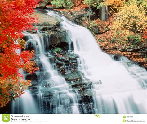 Beautiful Cascading Waterfalls In Autumn Stock Photo Image Of Forest