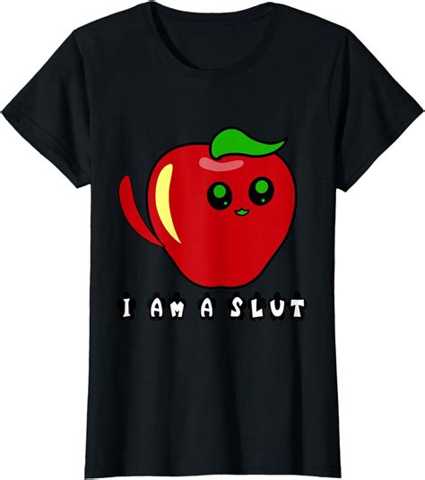 Damen Ich Bin Eine Schlampe Apfel I Am A Slut T Shirt Amazonde Fashion