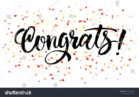 Congrats Lettering Greeting Card Scratched Calligraphy Vector De Stock