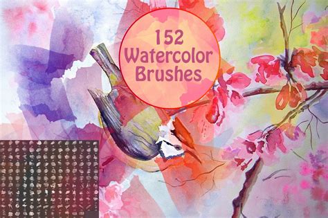 152 Watercolor Brushes Photoshop Add Ons Creative Market