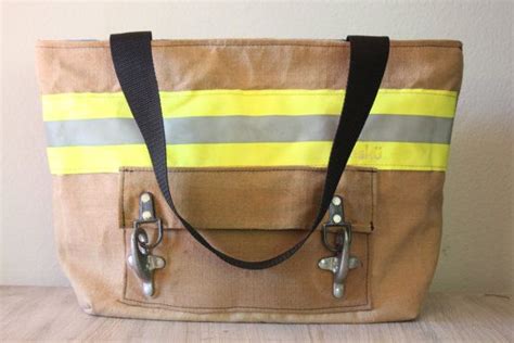 Recycled Firefighter Turnout Tote Bag With Front Pocket Carry Etsy In