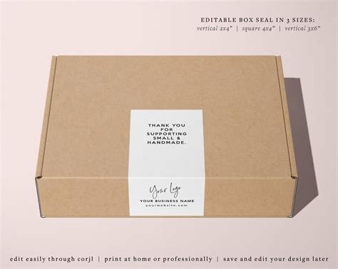 Modern Minimalist Editable Packaging Label Editable Box Seal Etsy