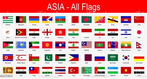 All Asian Flags Icon Set Vector Illustration Stock Illustration