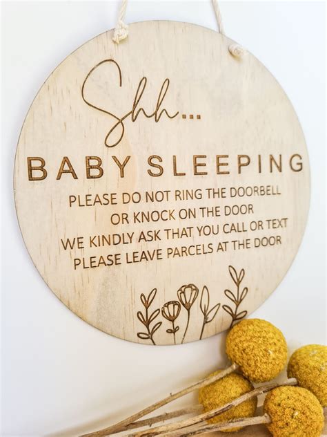 Baby Sleeping Sign New Baby Sign Baby Sleeping Plaque Do Etsy