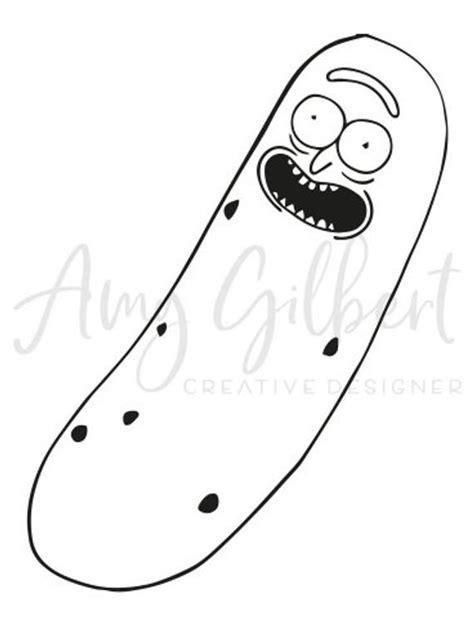 Rick And Morty Hand Drawn Illustration Pickle Rick Outline Vector Psd