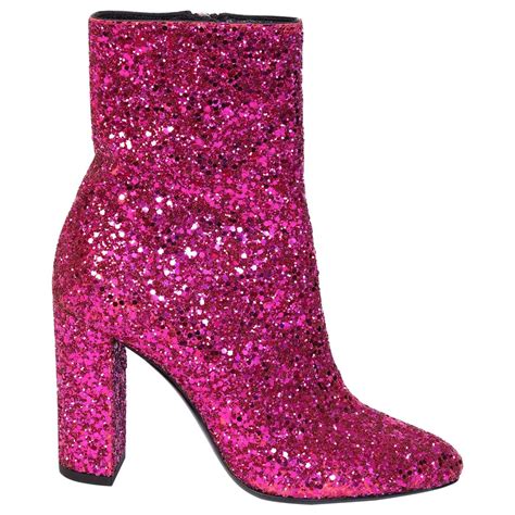 Saint Laurent Pink Glitter Heel Boots 36 Eu For Sale At 1stdibs