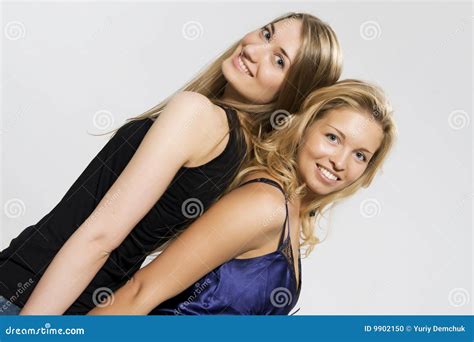 Two Blondes Of Spin To The Back Stock Photo Image Of Long Women