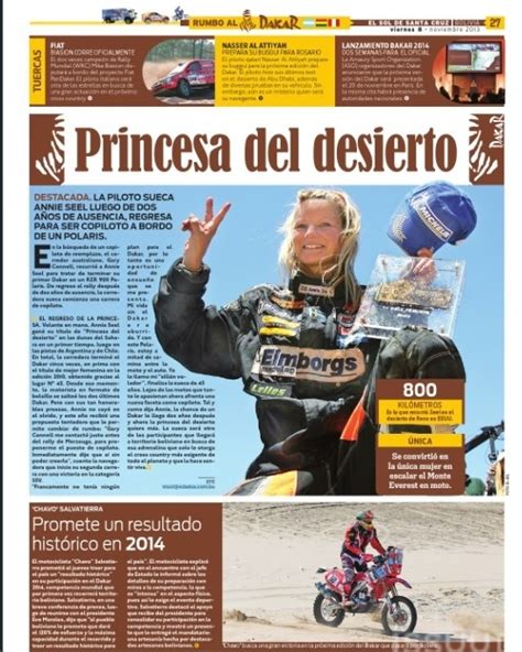 Princesa Del Desierto Article In El Sol Annie Seel Rally Princess