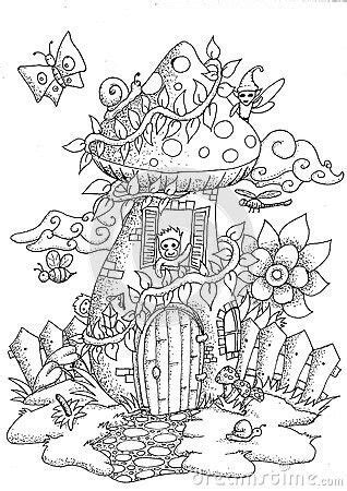 Favorite add to fairy round house with flowers 8 1/2 x 11 printable. Faerie Mushroom House Coloring Page | Coloring books ...