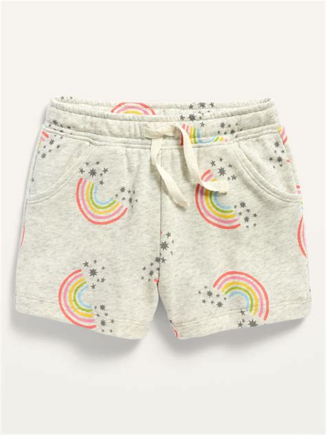 Functional Drawstring Printed French Terry Shorts For Toddler Girls
