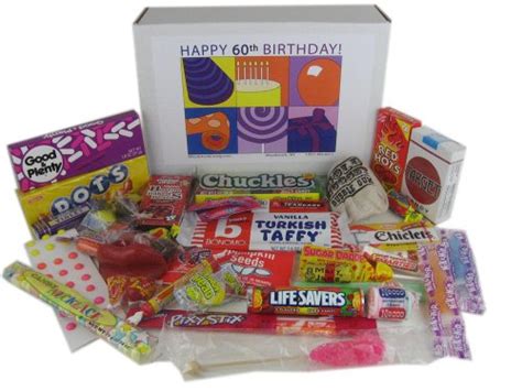 Or if they like to mingle with the latest developing world, then gift them a. 60th Birthday Gift Basket Box of Retro Candy - Jr. ~ Dad ...