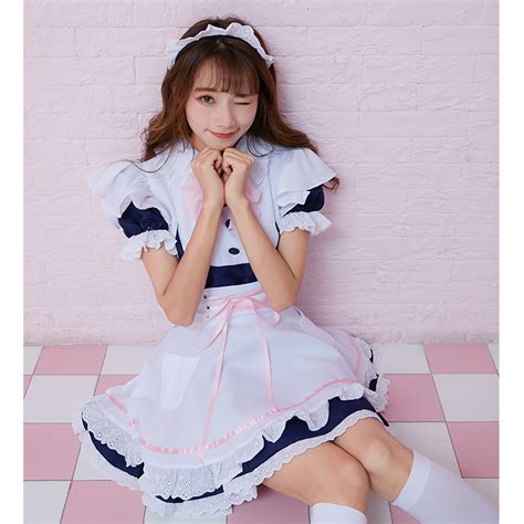4pcs adorable french maid ruffle apron mini dress anime cosplay fancy costume n19466