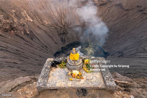 The Ganesha Statue With Offering Food In Front Of The Mount Bromo