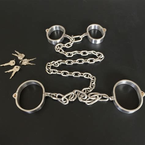 Bdsm Bondage Torture Stainless Steel Metal Handcuffs Ankle Cuffs With