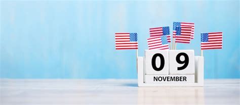 Premium Photo 9 November Of White Calendar With United States Of