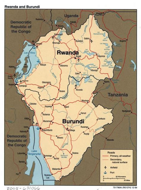 Grande Detallado Mapa Político De Ruanda Y Burundi Con Carreteras Principales Ciudades
