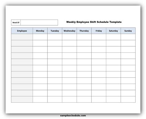 Weekly Employee Shift Schedule Template ~ Ms Excel Templates
