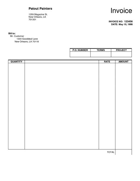 Blank Invoices To Print Invoice Template Ideas