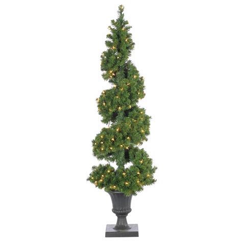 Sterling 5 Ft Pre Lit Potted Spiral Artificial Christmas Tree With