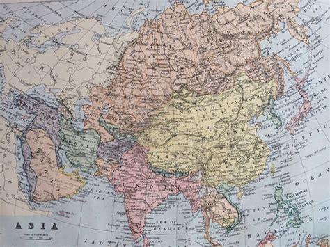 1890 Asia Original Antique Map On Mercators Projection 11 X 14 Inches