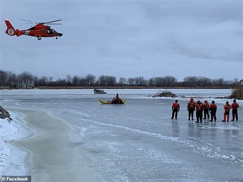 Coast Guard Launches Mass Rescue Of 18 Snowmobilers From Ice Slab That
