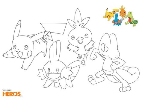 Coloriages Pokémon Avec Pikachu Gobou Poussifeu Et Vipelierre