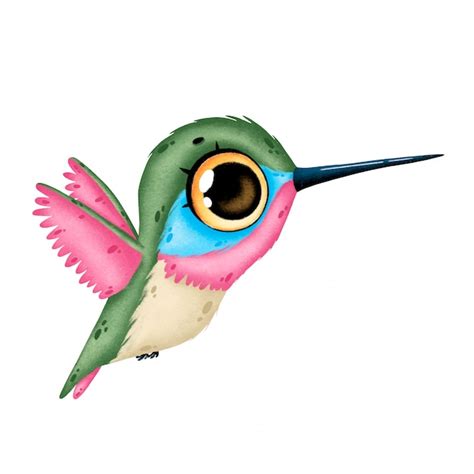 Illustration Of A Cute Cartoon Flying Hummingbird Isolated Premium Vector