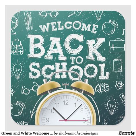 Green And White Welcome Back To School Square Sticker