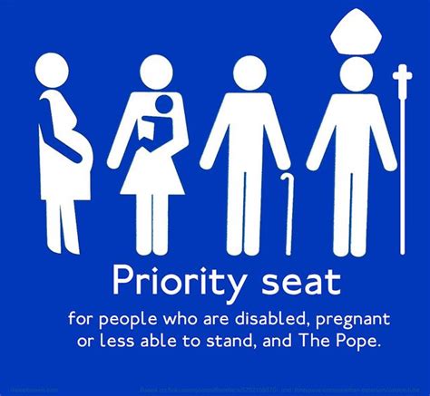 Priority Seat For People Who Are Disabled Pregnant Or Less Able To
