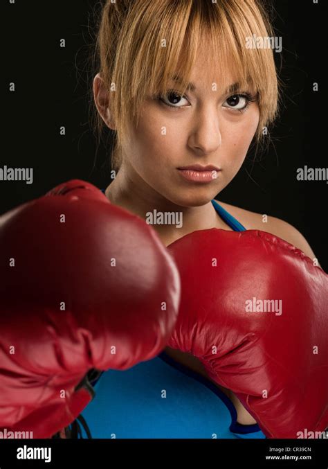 Female Boxer With Red Boxing Gloves Stock Photo Alamy