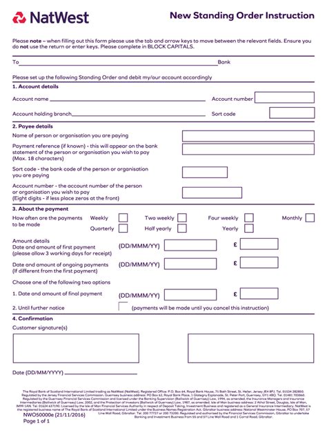 You'll also have the option to submit their name which will have. Natwest Standing Order Form - Fill Out and Sign Printable ...