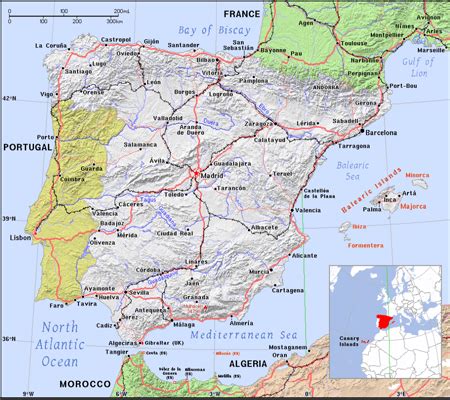 Spain Geography Physical Map Lesson Study