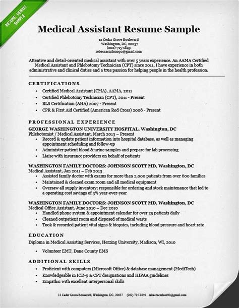 Sample Resume For Medical Assistant SIMPLE RESUME