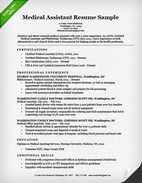 Medical field is the one which has been continuing to grow for several years now. Resume Examples Medical Field | Medical assistant resume ...