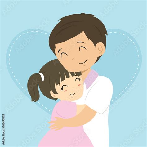 happy father and his daughter hugging cartoon vector stock vector adobe stock