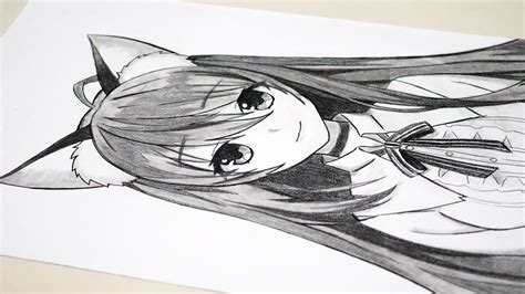 How To Draw A Cute Anime Wolf Girl Using Only One Pencil