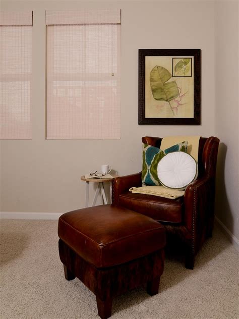 Masculine Reading Nook With Traditional Leather Armchair