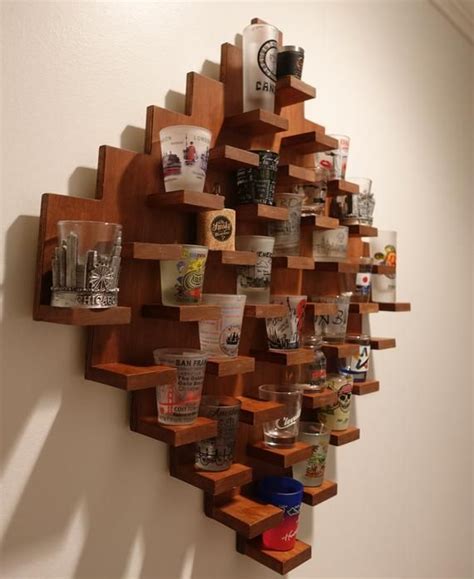 Having sufficient space to put all the glasses, the racks are rather adjustable for making it appropriate according to different heights. Shot Glass Display Case Wall Mount Decor Dimond in 2020 ...