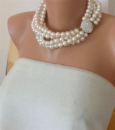 Bridal Jewelry Bridal Multi Strands Wedding Pearl Necklace Etsy