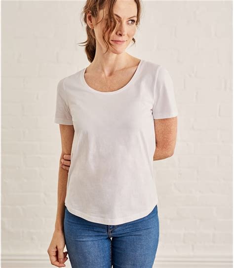 White Womens Jersey Scoop Neck Short Sleeve T Shirt Woolovers Us