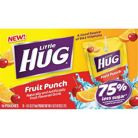 5 Pack Little Hug Fruit Drink Pouches Fruit Punch 6 Fl Oz 10 Count