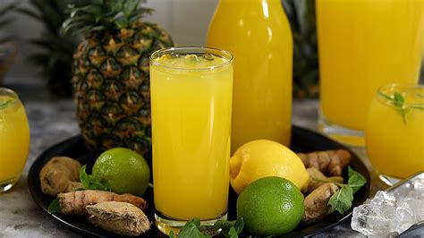 Healthy And Refreshing Pineapple And Ginger Drink Pineapple Ginger