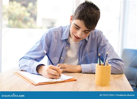 Teen Student At The Desk Stock Image Image Of School 157217243